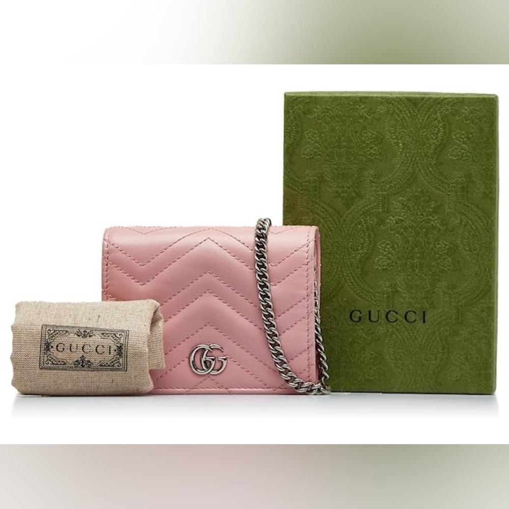 Gucci Pink Marmont Wallet On A Chain Small